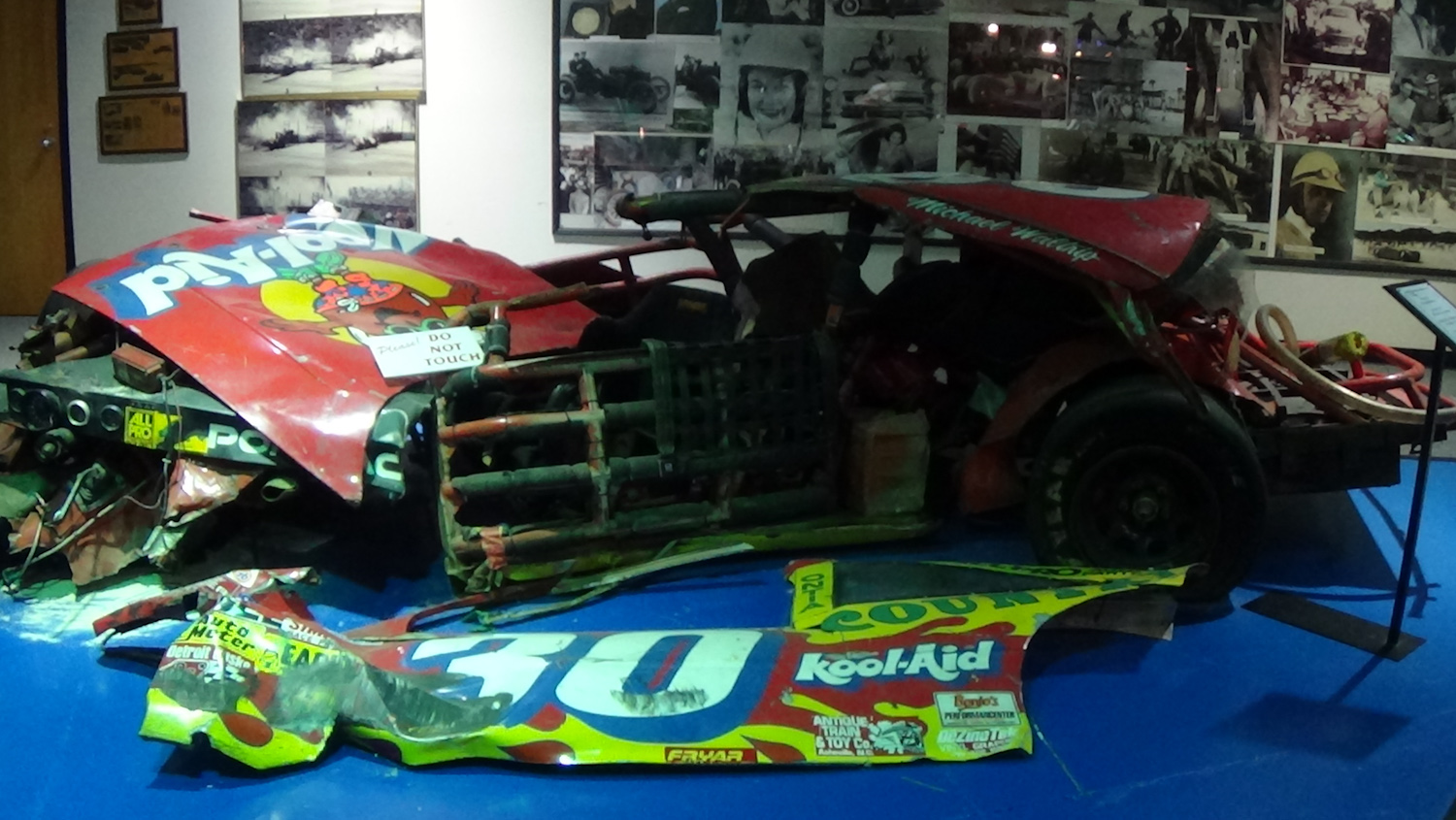 Motor sports Hall of Fame-  Michael Waltrip's  1990 Bristol car- what's left of it.